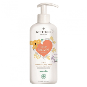 Baby leaves Detské telové mydlo a šampón (2v1) s vôňou Hruškovej šťavy Attitude 473ml