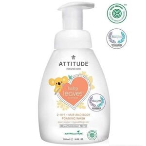 Detská sprchová pena (2v1) s vôňou hruškovej šťavy Baby leaves Attitude 295ml