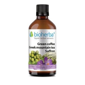 Bylinná tinktúrová zmes zelená káva+ grécky horský čaj+ šafrán Bioherba 100ml
