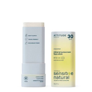 100% minerálna ochranná tyčinka na tvár a pery ATTITUDE (SPF 30) pre citlivú a atopickú pokožku 20g