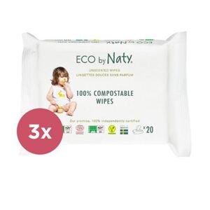 Vlhčené obrúsky ECO by Naty bez vône - pre citlivú pokožku - výhodné balenie 3 x 56ks
