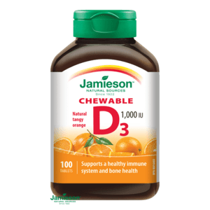 JAMIESON Vitamín D3 1000 IU pomaranč 100 cmúľacích tabliet