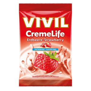 VIVIL Drops so smotanovo jahodovou príchuťou, bez cukru 60 g