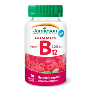 JAMIESON Vitamín B12 gummies želatínové pastilky s malinovou príchuťou 70 ks