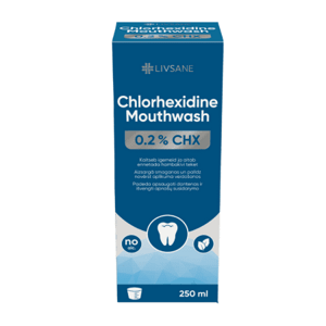 LIVSANE Ústna voda s obsahom 0,2 % chlórhexidínu 250 ml