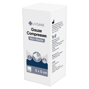 LIVSANE Gázové kompresy nesterilné 5 x 5 cm 100 ks