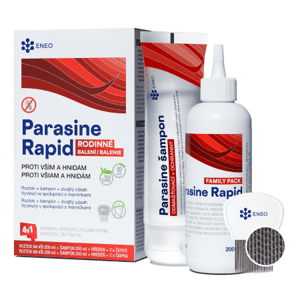 PARASINE Rapid roztok + šampón na vši 2 x 200 ml + hrebeň + čiapka 2 ks set
