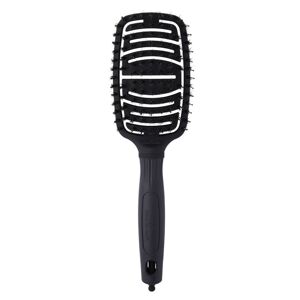 Olivia Garden Paddle Brush Flex Combo Black Label - Dvojitá zakrivená plochá kefa na vlasy