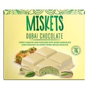 Miskets Dubajská biela čokoláda s pistáciovou náplňou s cestovými rezancami kadayif 100 g
