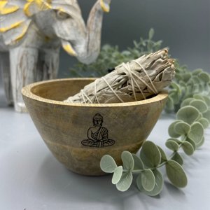 AWM Drevená Rituálna Miska na Vykurovacie Zväzky - Budha - 12x7cm 1ks