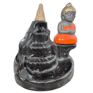 Stojan na backflow vonné kužele oranžový Budha 1ks