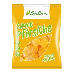 BIOBON Cukríky Kyslé broskyne bezgluténové vegan BIO 100g